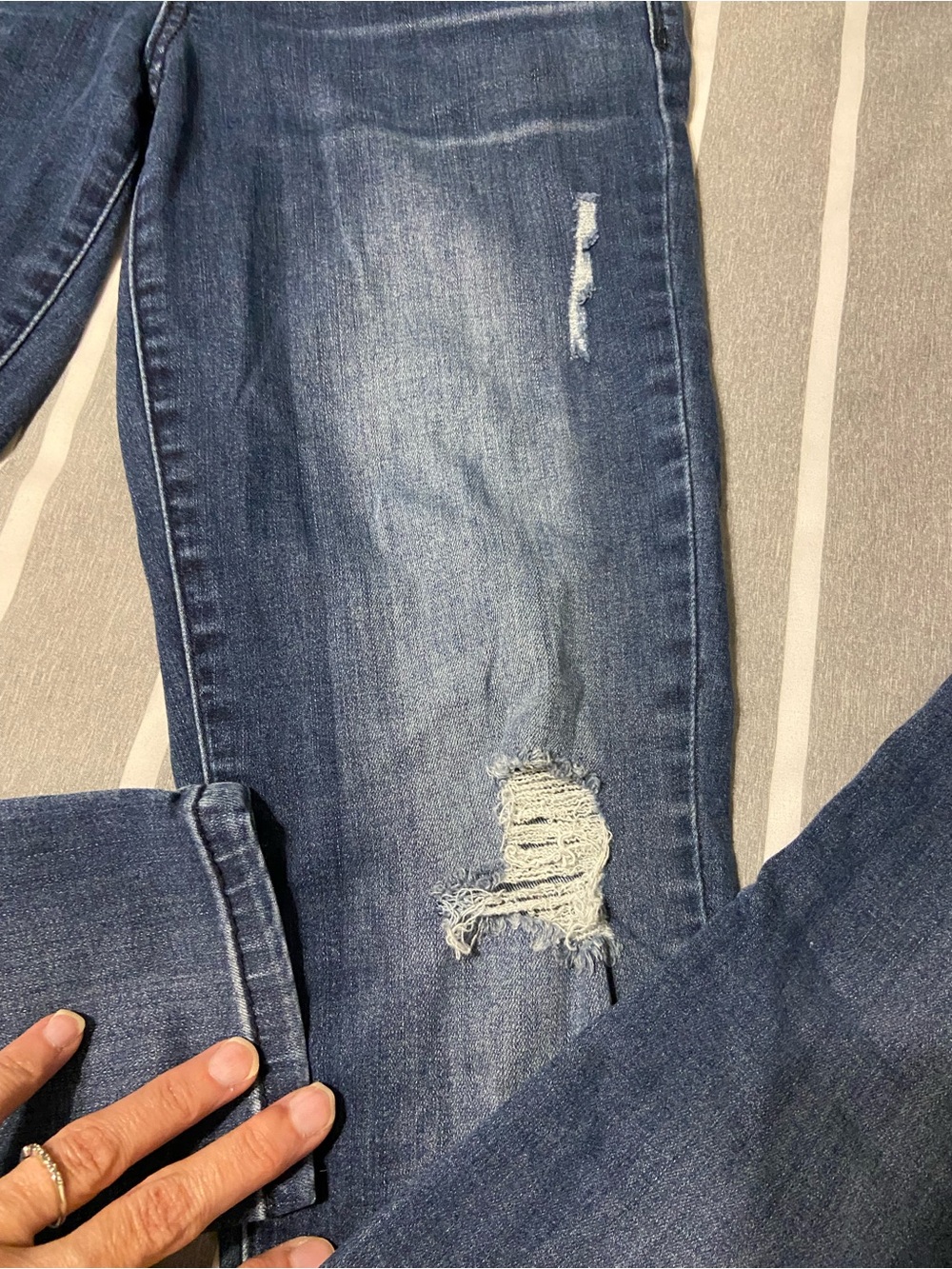 Democracy Women's Dark Blue Skinny Jeans with Distressing - Picture 5 of 7